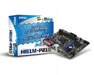  MSI Main Board Desktop INTEL iH61 (S1155,DDR3,VGA,SATA II.LAN,USB 2.0) mATX Box {H61M-P21_B3}